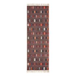 Homescapes Cotton Kilim Printed Rug Terracotta,black And Brown Design,66 X 200 Cm - thumbnail 2