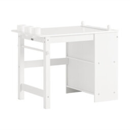 Sobuy Kmb60-W, Kids Desk And Chair Set Kids Study Table And Chair Set With 2 Storage Shelves And Paper Roll Holder,white