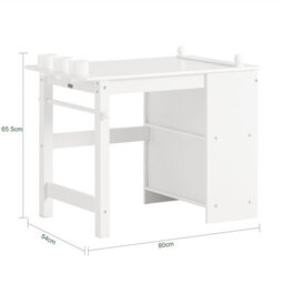 Sobuy Kmb60-W, Kids Desk And Chair Set Kids Study Table And Chair Set With 2 Storage Shelves And Paper Roll Holder,white - thumbnail 3