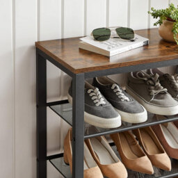 Songmics Shoe Rack, Shoe Organiser With 3 Mesh Shelves, For Hallway, Living Room, Bedroom, Simple Structure, Stable, Industrial - thumbnail 5