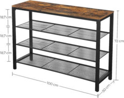 Songmics Shoe Rack, Shoe Organiser With 3 Mesh Shelves, For Hallway, Living Room, Bedroom, Simple Structure, Stable, Industrial - thumbnail 6