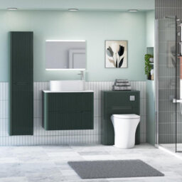 Royal Bathrooms Avenza 800mm Deep Moss Green Wall Hung Bathroom Countertop Vanity Unit 2 Drawer With Peak Basin - thumbnail 4