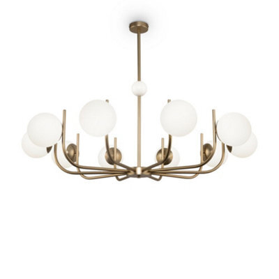 Luminosa Lighting Luminosa Modern Rendez-Vous 10 Light Brass Pendant Ceiling Light Glass Shade