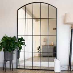 Jōbū Jobu Home - Tomi - Full Length Black Metal Arched Lattice Window Mirror - 200Cm X 120Cm