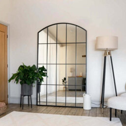 Jōbū Jobu Home - Tomi - Full Length Black Metal Arched Lattice Window Mirror - 200Cm X 120Cm - thumbnail 2
