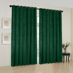 Oxford Homeware Eyelet Velvet Curtains Emerald Green Fully Lined Blackout Thermal Insulated Eyelet Curtains Pair (W)168Cmx(L)183Cm
