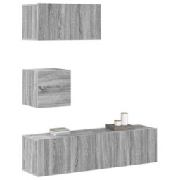 Berkfield Classic 4 Piece Tv Cabinet Set Grey Sonoma Engineered Wood - thumbnail 4