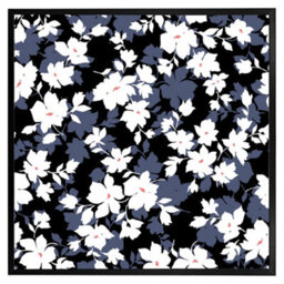 "Andrew Lee White, Black & Purple Flowers (Picutre Frame) / 12X12"" / Brown"