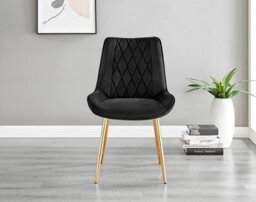 Furniturebox Andria Black Leg Marble Effect Dining Table And 6 Black Pesaro Gold Leg Chairs - thumbnail 8