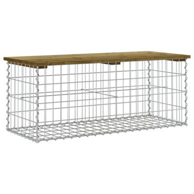 Berkfield Rustic Garden Bench Gabion Design 103X44X42 Cm Impregnated Wood Pine - image 1