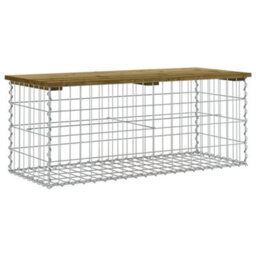 Berkfield Rustic Garden Bench Gabion Design 103X44X42 Cm Impregnated Wood Pine - thumbnail 1