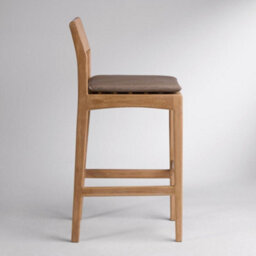 Where Saints Go Ltd Natur Counter Stool, Removable Grey Fabric Seat Pad, Solid Teak Frame, Backrest By Where Saints Go - thumbnail 7