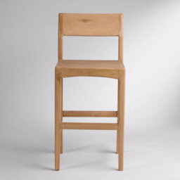 Where Saints Go Ltd Natur Counter Stool, Removable Grey Fabric Seat Pad, Solid Teak Frame, Backrest By Where Saints Go - thumbnail 5