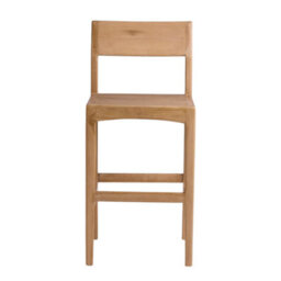 Where Saints Go Ltd Natur Counter Stool, Removable Grey Fabric Seat Pad, Solid Teak Frame, Backrest By Where Saints Go - thumbnail 3