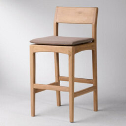Where Saints Go Ltd Natur Counter Stool, Removable Grey Fabric Seat Pad, Solid Teak Frame, Backrest By Where Saints Go - thumbnail 6