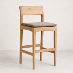 Where Saints Go Ltd Natur Counter Stool, Removable Grey Fabric Seat Pad, Solid Teak Frame, Backrest By Where Saints Go - thumbnail 2