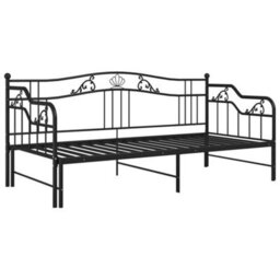 Vidaxl Pull-Out Sofa Bed Frame Without Mattress Black Metal 90X200 Cm - thumbnail 3