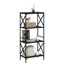 Berkfield Industrial Bookcase 4-Tier Black 59X35X132 Cm Engineered Wood - thumbnail 3