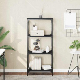 Berkfield Industrial Bookcase 4-Tier Black 59X35X132 Cm Engineered Wood - thumbnail 2