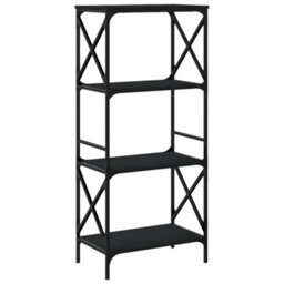 Berkfield Industrial Bookcase 4-Tier Black 59X35X132 Cm Engineered Wood - thumbnail 6