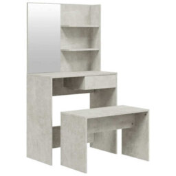 Berkfield Modern Dressing Table Set Concrete Grey 74.5X40X141 Cm