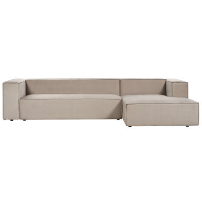 Beliani Corner Sofa 3 Seater Vernon Velvet Taupe Left Hand - image 1