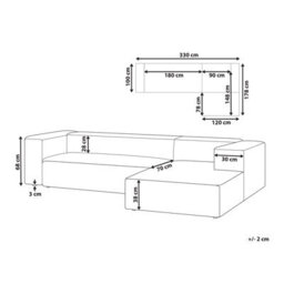 Beliani Corner Sofa 3 Seater Vernon Velvet Taupe Left Hand - thumbnail 3