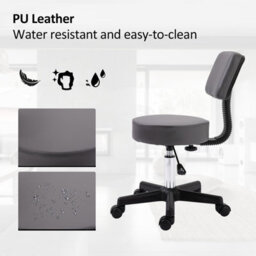 Homcom Beautician's Adjustable Swivel Salon Chair Padded Seat Back 5 Wheels Grey - thumbnail 6