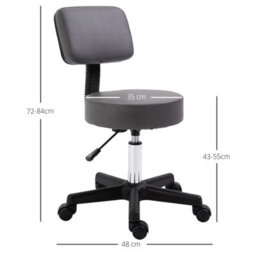 Homcom Beautician's Adjustable Swivel Salon Chair Padded Seat Back 5 Wheels Grey - thumbnail 3