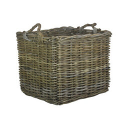 Red Hamper Ra008/3 Rattan Large Square Grey Rattan Log Basket - thumbnail 1