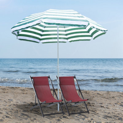 Outsunny Beach Umbrella Parasol Tilt Sun Shade 1.8M Garden - image 1