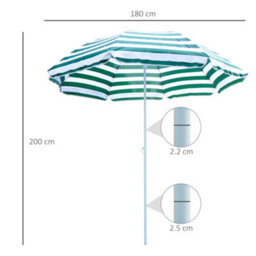 Outsunny Beach Umbrella Parasol Tilt Sun Shade 1.8M Garden - thumbnail 3