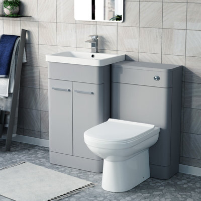 Nes Home Matte Grey 500mm Freestanding Vanity Wc Unit & Round Toilet - image 1