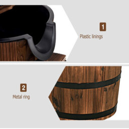 Costway Garden Wooden Barrel Fountain 2 Floors Water Feature W/pump - thumbnail 9