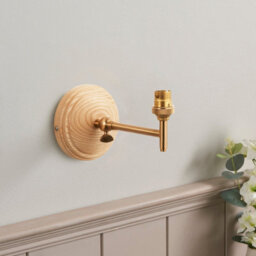 Loops 2 Pack Dimmable Wall Sconce Set - Ash Wood And Brushed Brass Finish With Adjustable Arms - thumbnail 2
