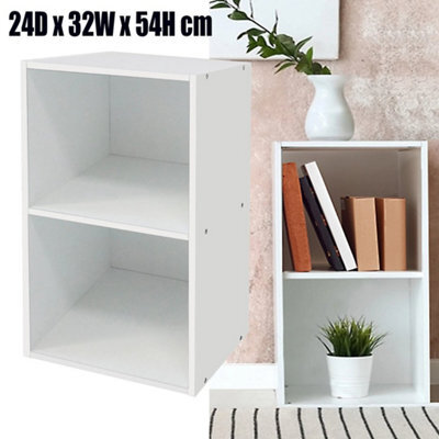 54Cm Wooden Storage Unit Cube 2Tier Strong Bookcase Shelving Home Office Display - image 1