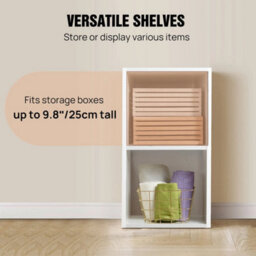 54Cm Wooden Storage Unit Cube 2Tier Strong Bookcase Shelving Home Office Display - thumbnail 6