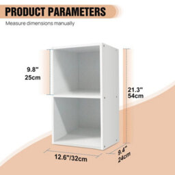 54Cm Wooden Storage Unit Cube 2Tier Strong Bookcase Shelving Home Office Display - thumbnail 2