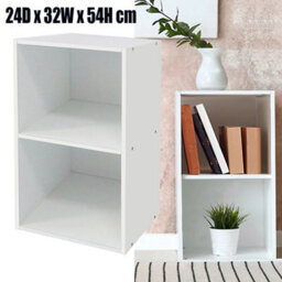 54Cm Wooden Storage Unit Cube 2Tier Strong Bookcase Shelving Home Office Display - thumbnail 1