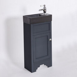 Homestylestore Black Grey 400mm Bathroom Vanity Unit With Black Basin And Chrome Round Handles - thumbnail 1