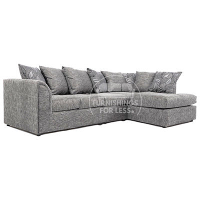 Furnishings For Less UK Byron Dundee Chenille Fabric 5 Seater L Shaped Corner Sofa  Light Grey Right Hand Facing - image 1