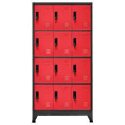 Berkfield Locker Cabinet Anthracite And Red 90X45X180 Cm Steel - thumbnail 2