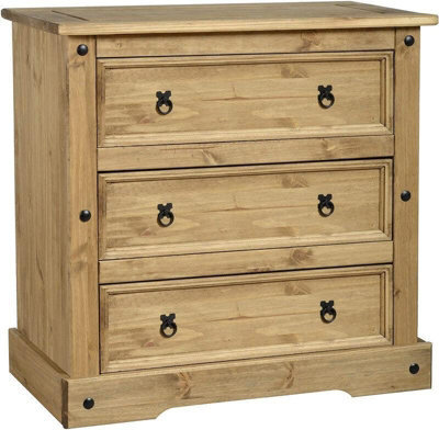 Seconique Corona 3 Drawer Chest In Distressed Waxed Pine - image 1