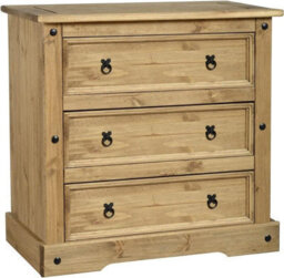Seconique Corona 3 Drawer Chest In Distressed Waxed Pine - thumbnail 1