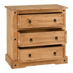 Seconique Corona 3 Drawer Chest In Distressed Waxed Pine - thumbnail 3