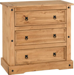 Seconique Corona 3 Drawer Chest In Distressed Waxed Pine - thumbnail 2