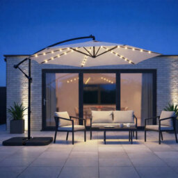 Jack Stonehouse Jsh 3M Hanging Banana Cantilever Parasol With Led Lights - Grey - thumbnail 1