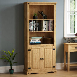 Lassic Vida Designs Corona Solid Pine 2 Door Bookcase Freestanding Shelving Unit (H)1700mm (W)750mm (D)350mm