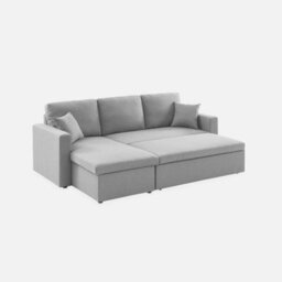 Sweeek. 3-Seater Reversible Corner Sofa Bed With Storage Convertible Smile Light Grey 213.5X136.5X83 Cm - thumbnail 8