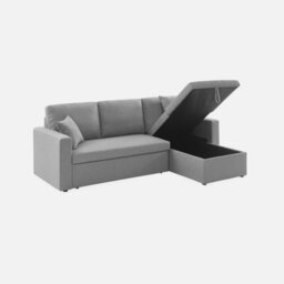 Sweeek. 3-Seater Reversible Corner Sofa Bed With Storage Convertible Smile Light Grey 213.5X136.5X83 Cm - thumbnail 7